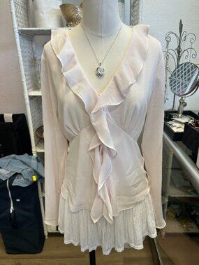 Maison d’Amelie Flowy Pink Long Sleeve Blouse Size M